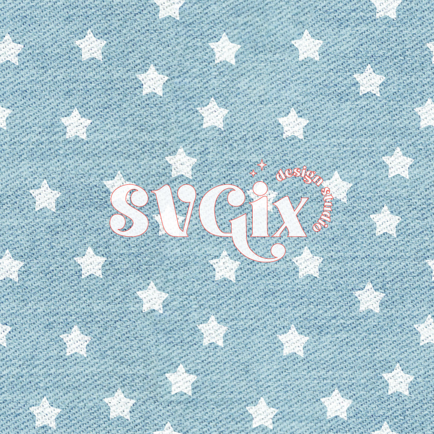 White Stars Denim Seamless Pattern