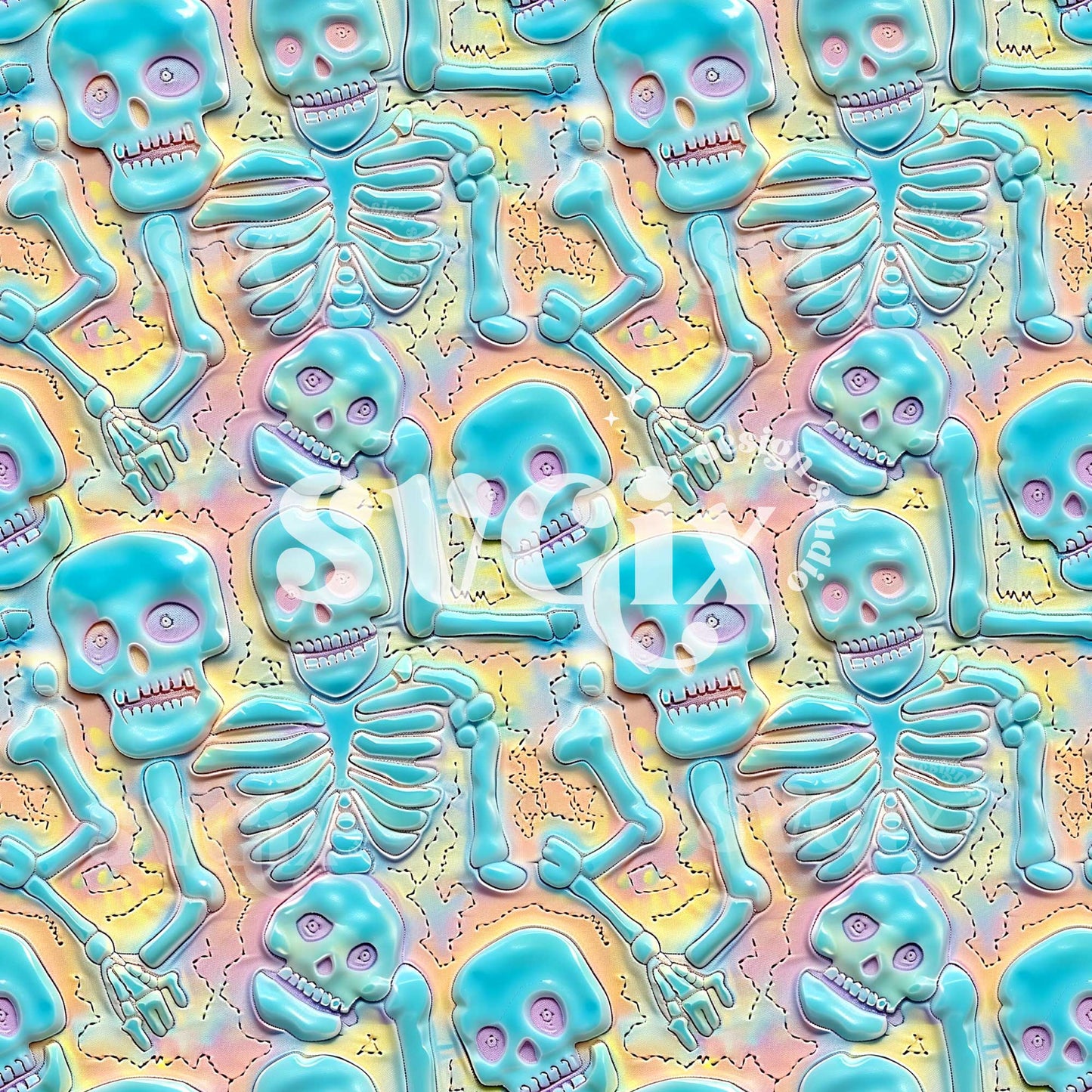 X-RAY Bones Embroidery Seamless Pattern
