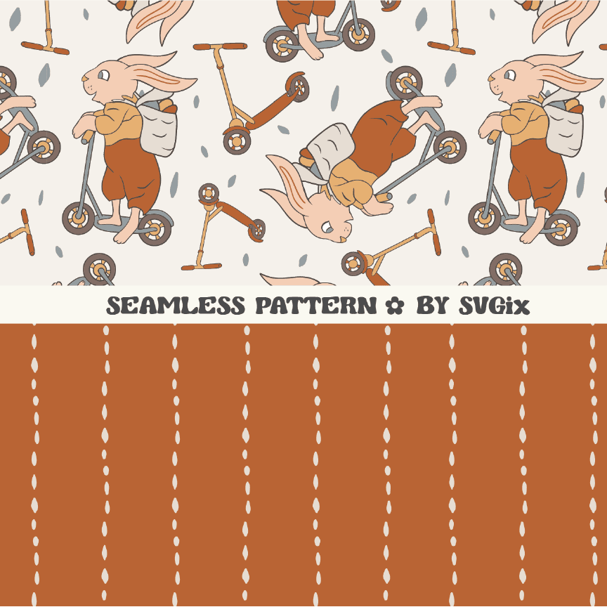 Bunny Scooter Repeat Pattern - SVGix
