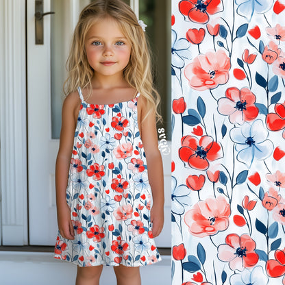 4 of July Watercolor Floral Seamless