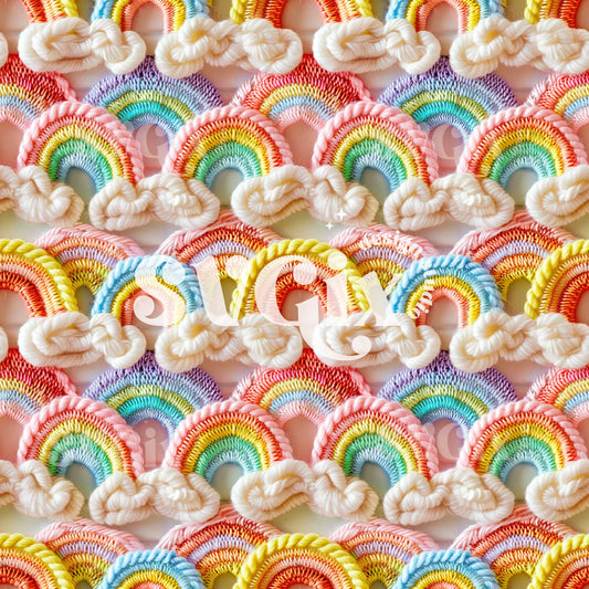 3d Embroidered Rainbows Seamless Pattern