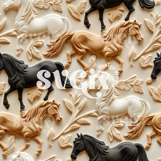 3d Horses Seamless Pattern