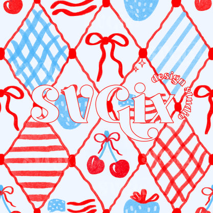 4th Strawberry Cherry Coquette Seamless