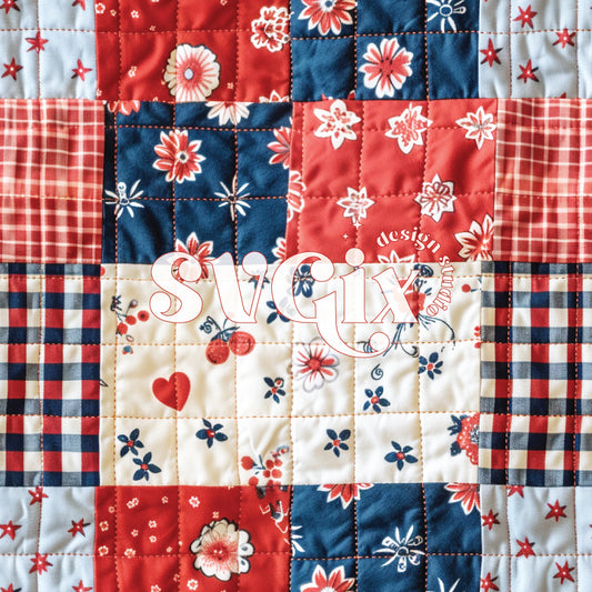 4th of July Patchwork Seamless Pattern