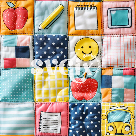 Back to School Quilt Patchwork Seamless Pattern