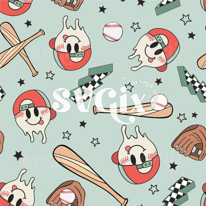 Baseball Softball Boy Seamless Pattern