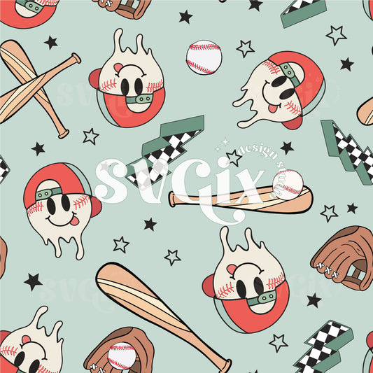 Baseball Softball Boy Seamless Pattern