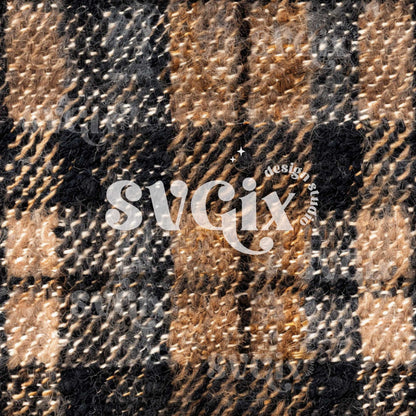 Black Beige Plaid Tweed Seamless Pattern