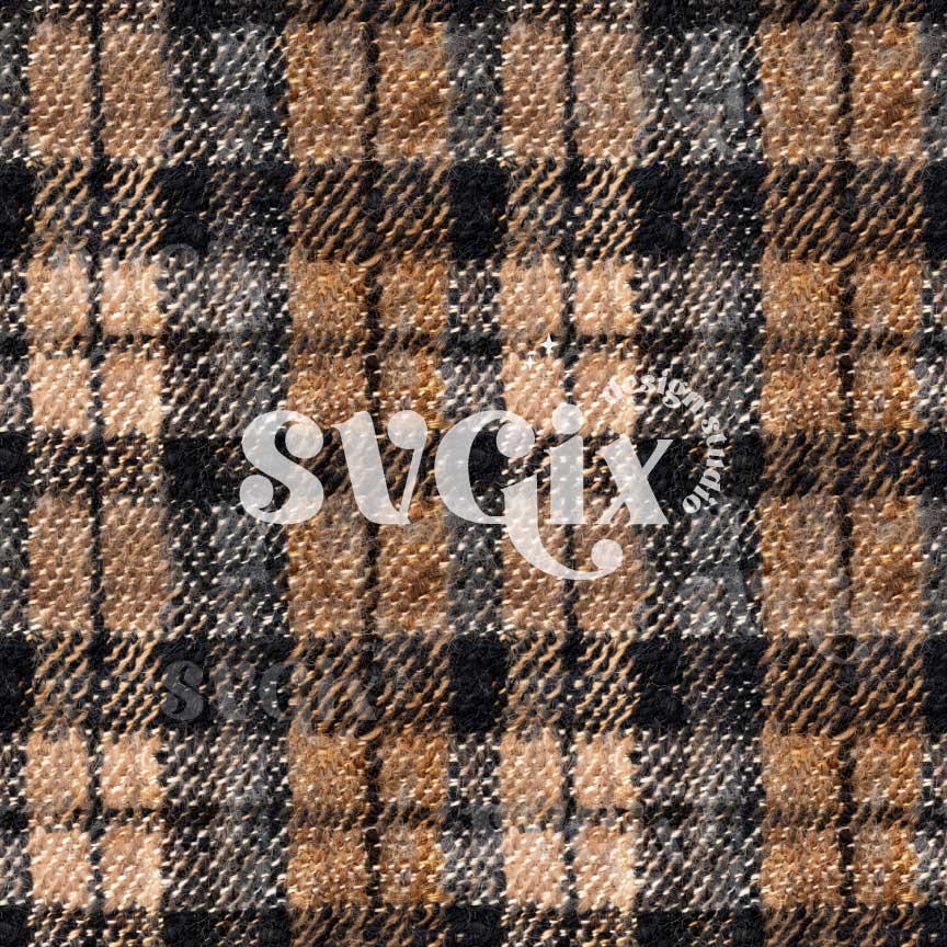 Black Beige Plaid Tweed Seamless Pattern