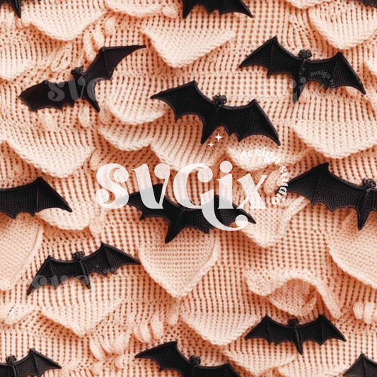 Blush Knitting Bats Seamless Pattern