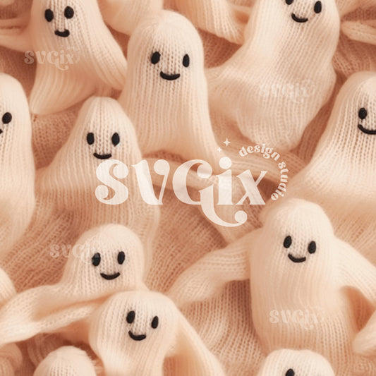 Blush Knitting Ghosts Seamless Pattern