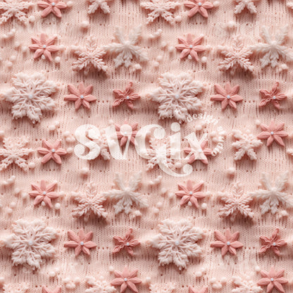 Blush Snowflakes Knit Seamless Pattern