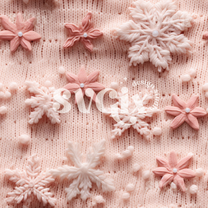 Blush Snowflakes Knit Seamless Pattern