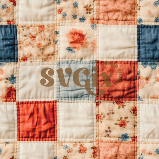 Boho Muted Patchwork Quilt Seamless Pattern