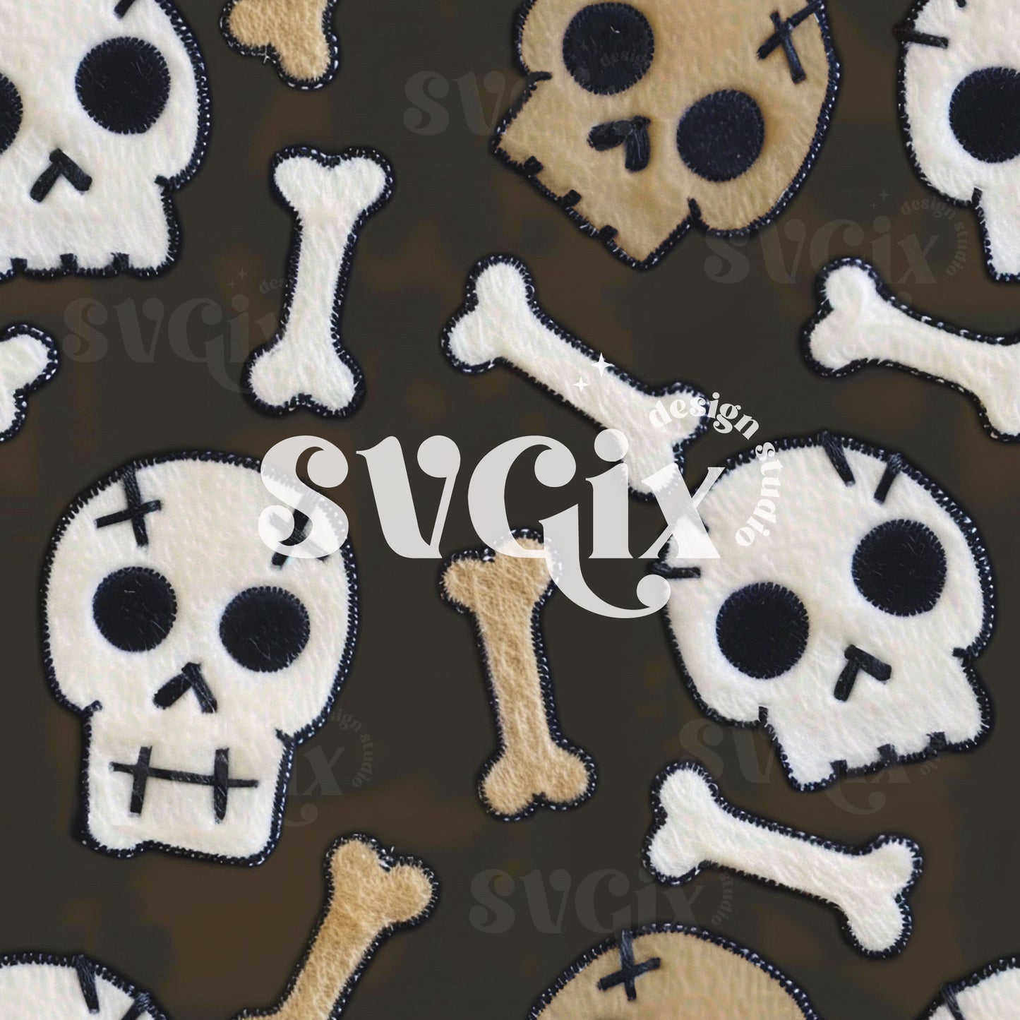 Bone Yard Bash Halloween Seamless Pattern