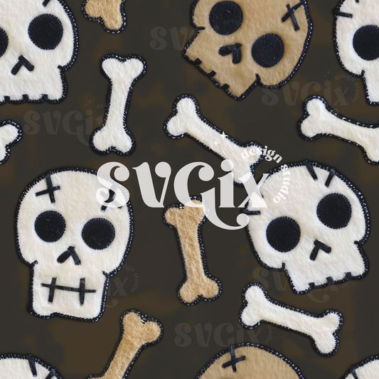 Bone Yard Bash Halloween Seamless Pattern