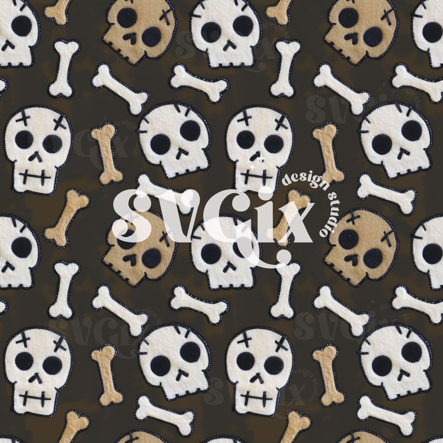 Bone Yard Bash Halloween Seamless Pattern