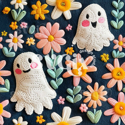Boo-tiful Blossoms Halloween Seamless Pattern
