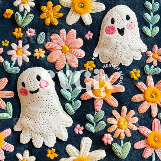 Boo-tiful Blossoms Halloween Seamless Pattern