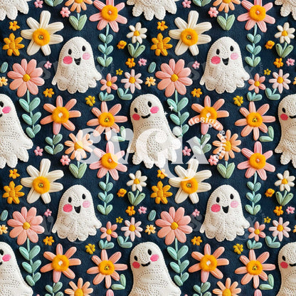 Boo-tiful Blossoms Halloween Seamless Pattern