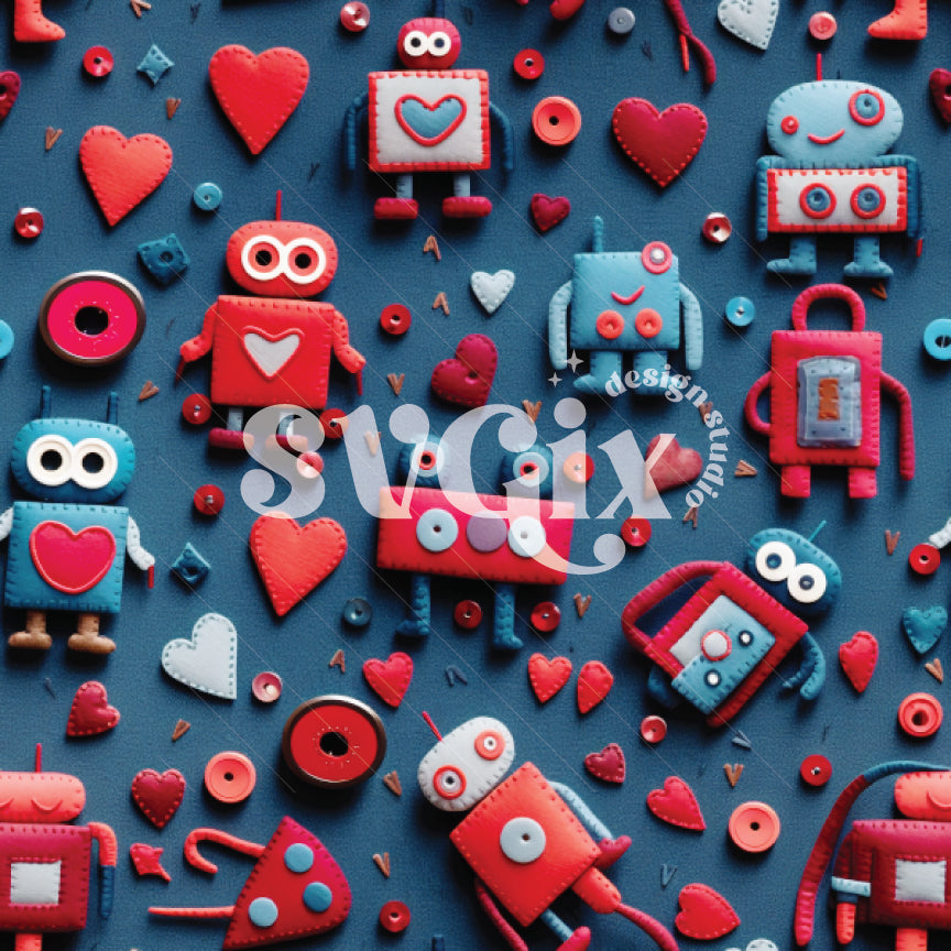 Bots of Love Seamless Pattern – SVGix