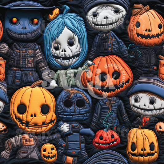 Boys Halloween Quilt Seamless Pattern