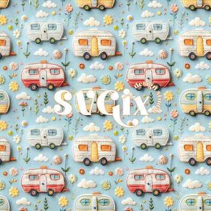 Camping Seamless Pattern