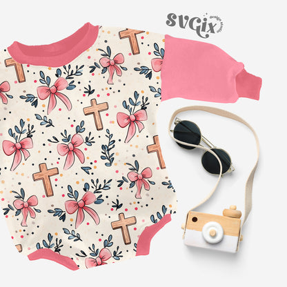Easter Cross Floral Seamless Pattern
