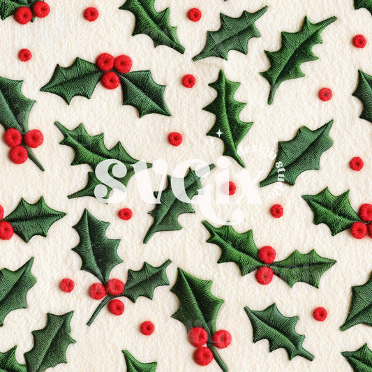 Christmas Holly Seamless Pattern
