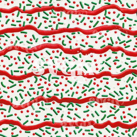 Christmas Tree Cake Sprinkles Seamless Pattern by SVGix