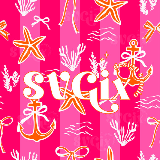 Coastal Neon Pink Seamless Pattern