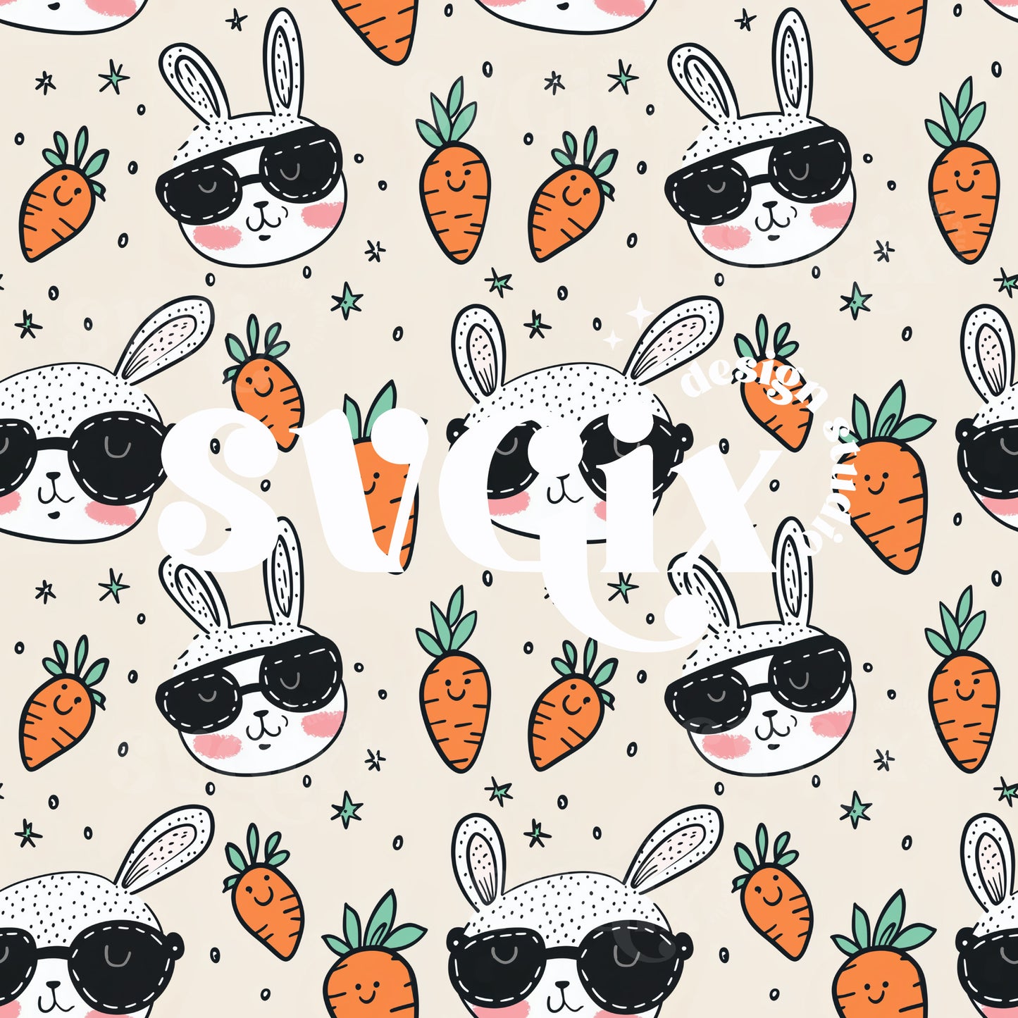 Cool Bunnies Seamless Pattern