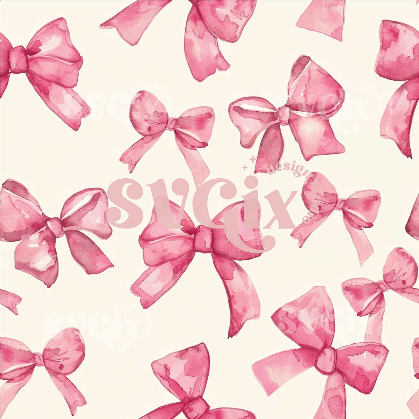 Coquette Pink Bows Watercolor Seamless Pattern