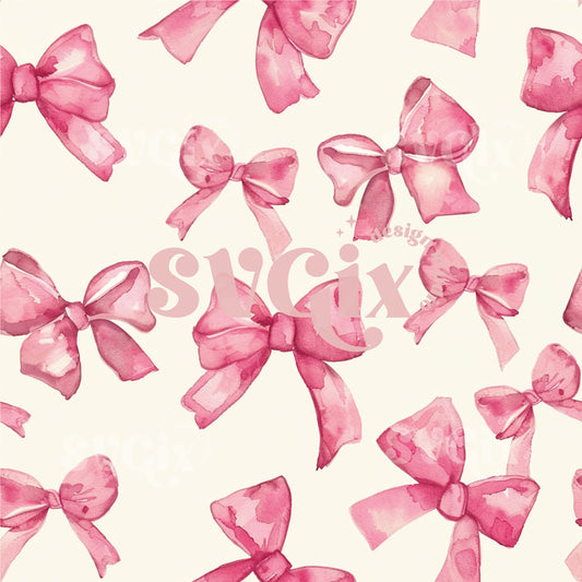 Coquette Pink Bows Watercolor Seamless Pattern