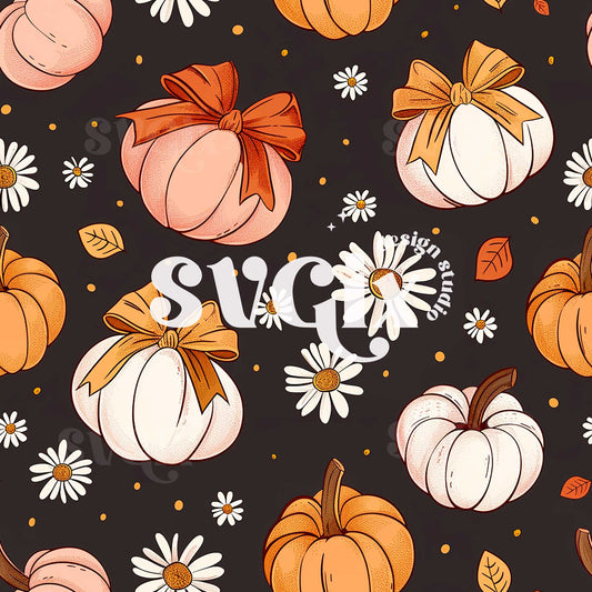 Coquette Pumpkins & Daises Seamless Pattern