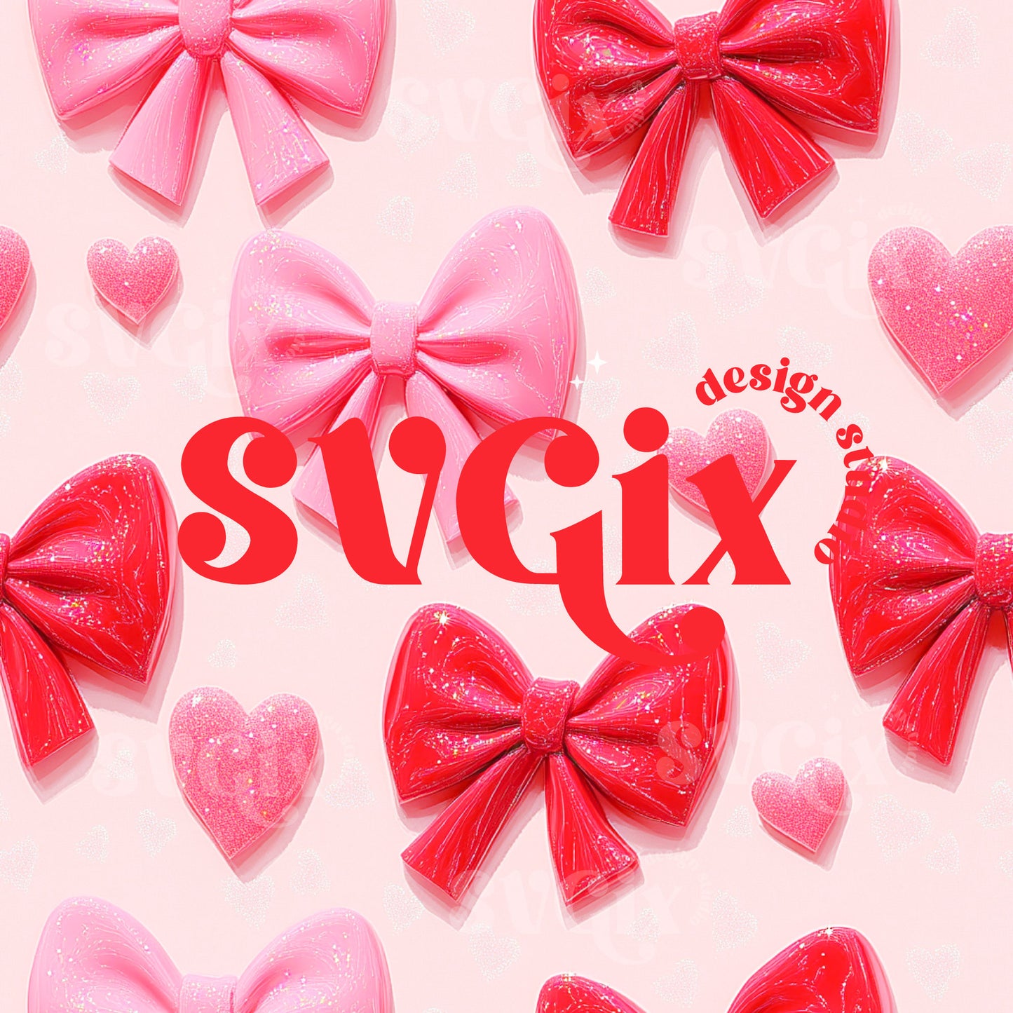 Coquette Red Bows Vday Seamless Pattern