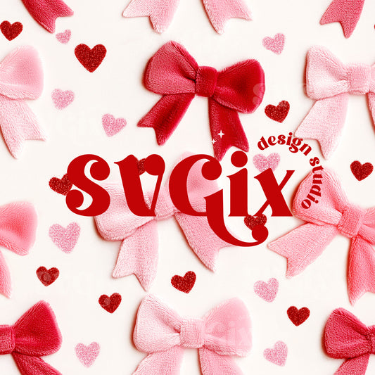 Coquette Red Plush Bows Vday Seamless Pattern
