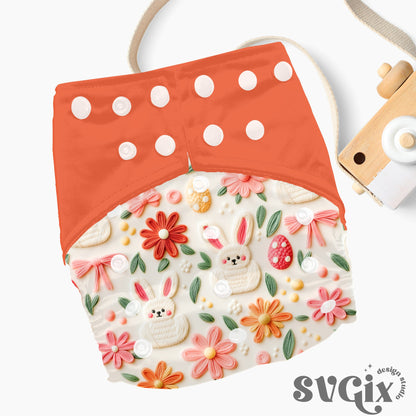 Coquette Floral Easter Bunnies Seamless Pattern
