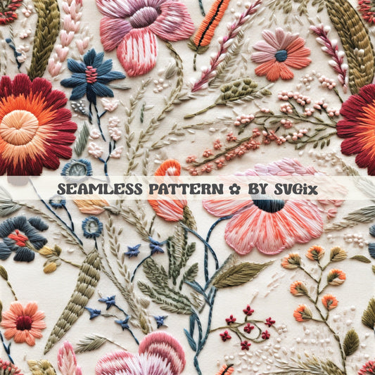 Cottagecore Floral Embroidery Seamless