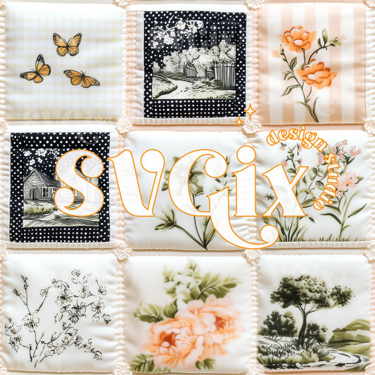 Cottagecore Toile Patchwork Seamless