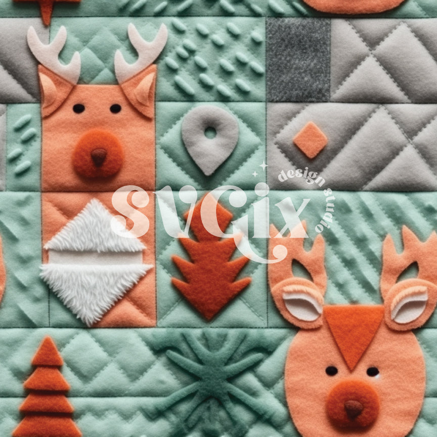 Cute Christmas Felt Quilt Seamless