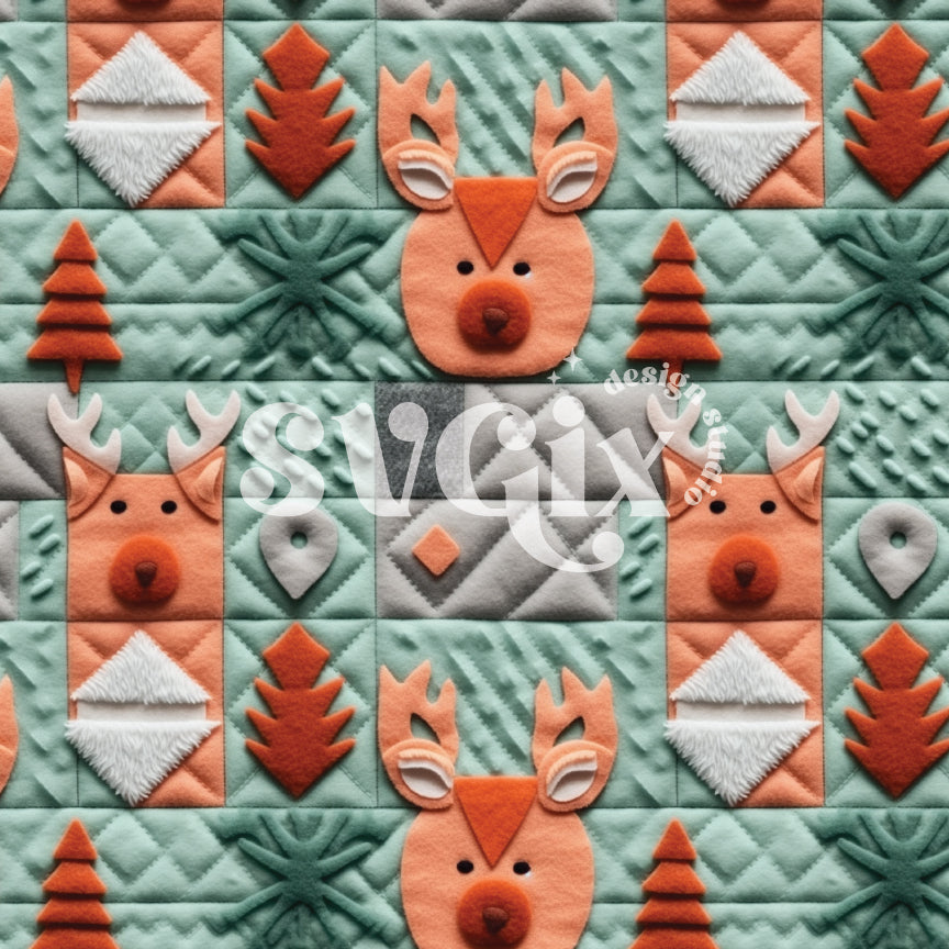 Cute Christmas Felt Quilt Seamless