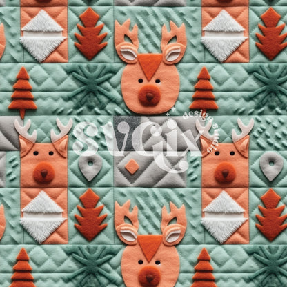 Cute Christmas Felt Quilt Seamless