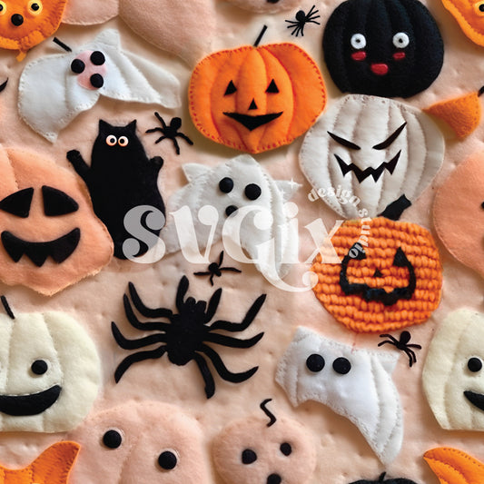 Cute Halloween Felt Seamless
