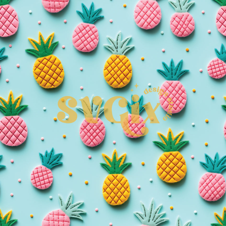 Cute Pineapples Seamless Pattern