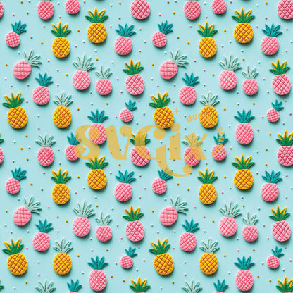 Cute Pineapples Seamless Pattern