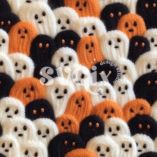 Cute Knitting Ghosts Seamless