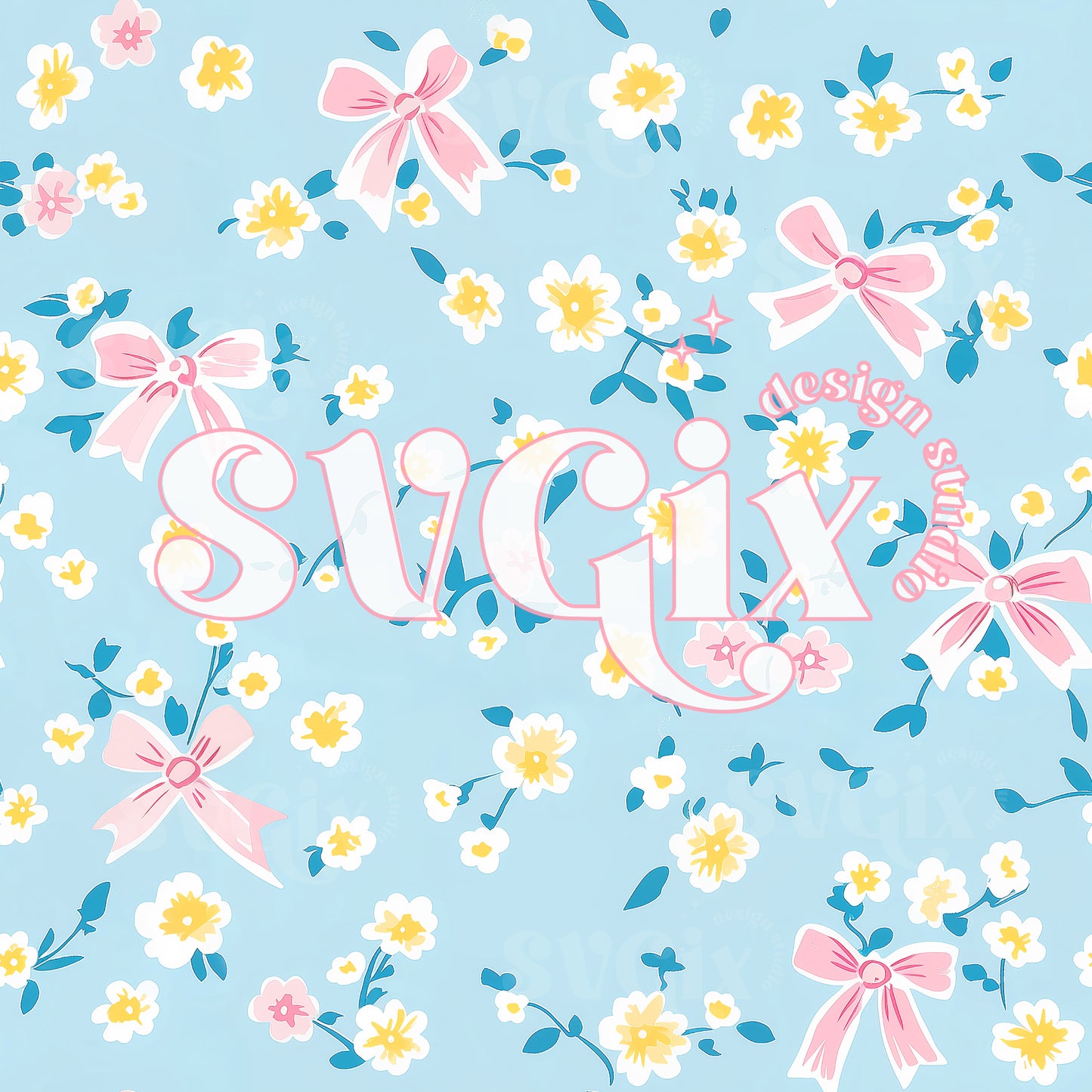 Dainty Coquette Light Blue Floral Seamless