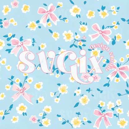 Dainty Coquette Light Blue Floral Seamless