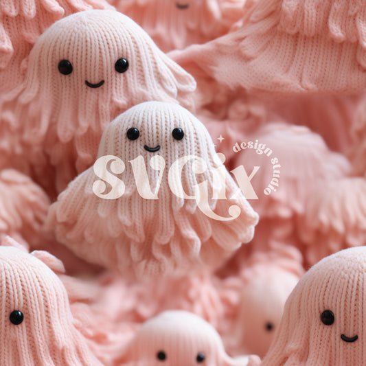 Dreamy Knit Ghosts Seamless Pattern